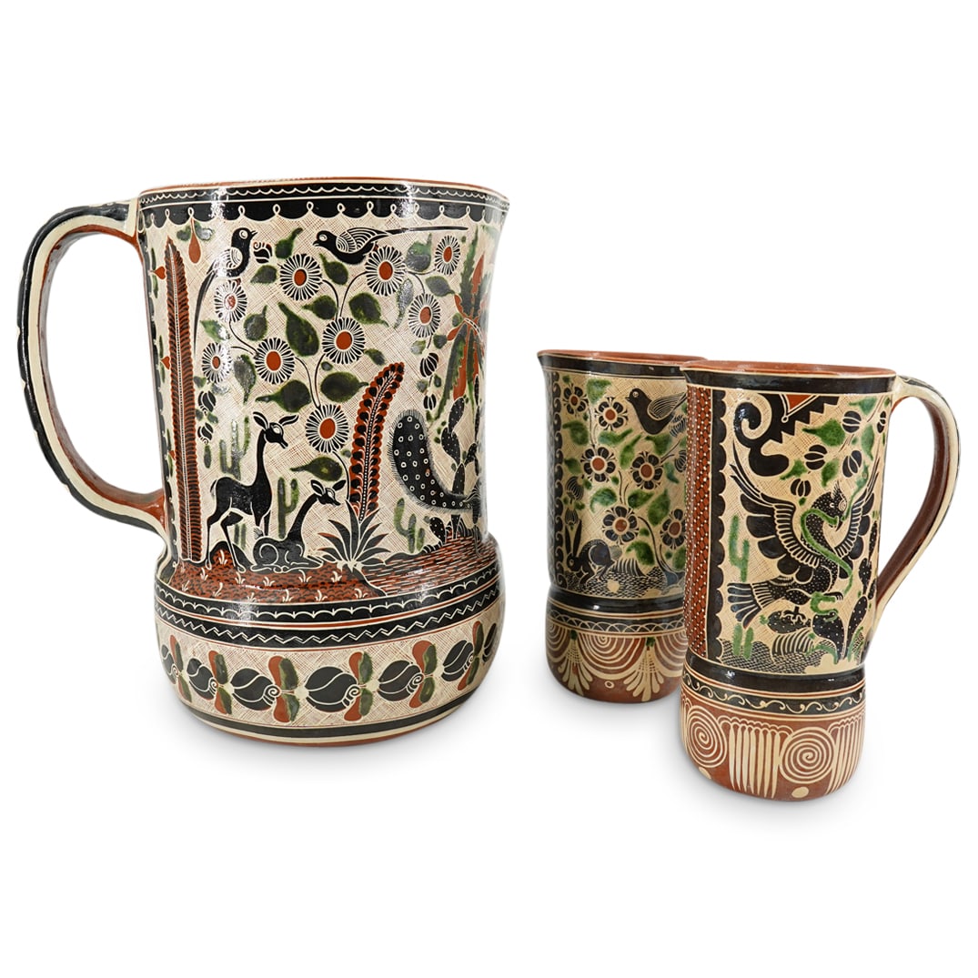 (3 Pc) Mexican Signed Pedro Chavez Pottery Folk Art Ceramic Grouping (1 of 20)