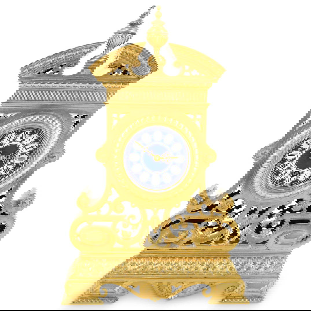 Antique Viennese D. Hollenbach Gilt Bronze Mantel Clock Auction