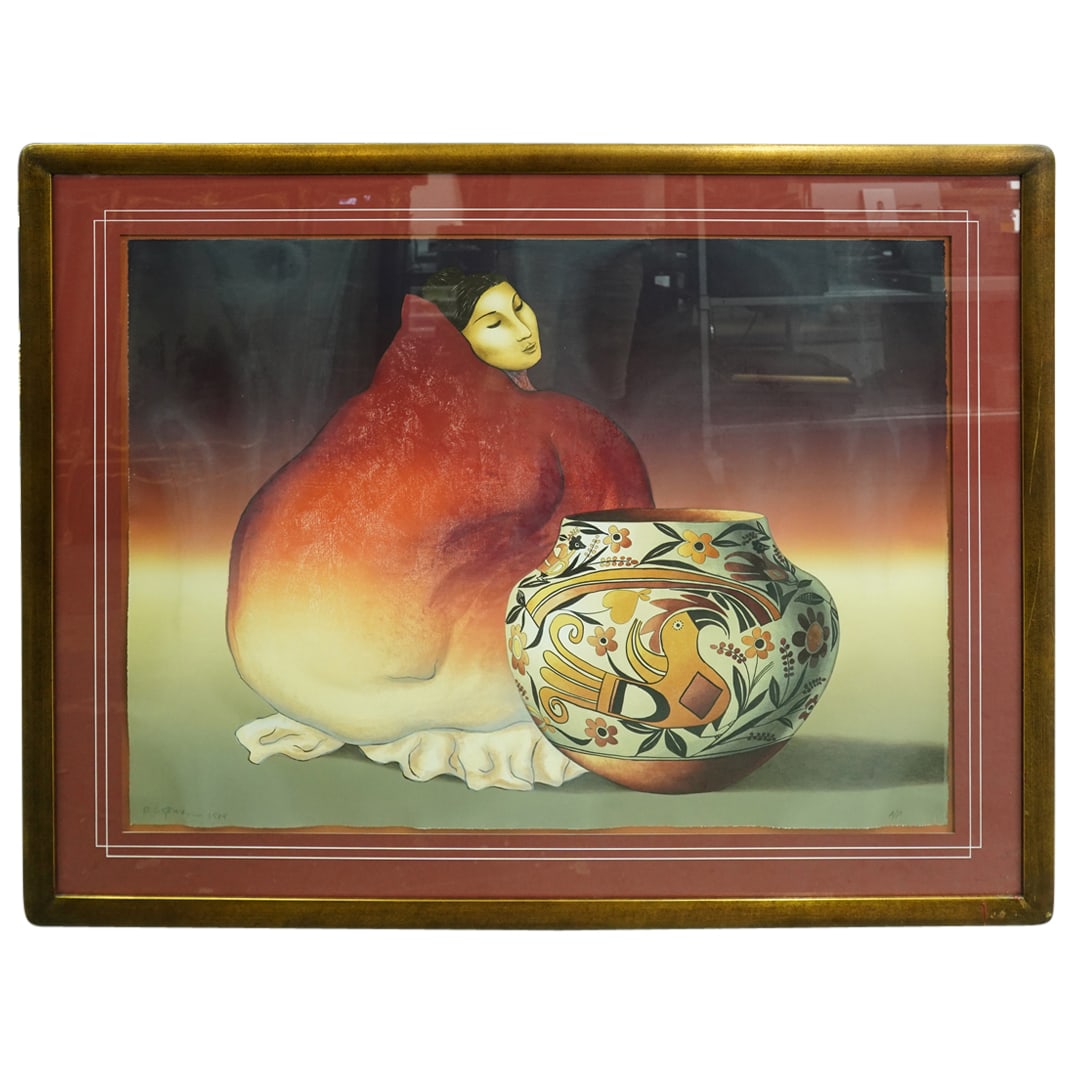 R.C. Gorman "Woman W/ Pottery Vase" Signed Color Lithograph (1 of 12)