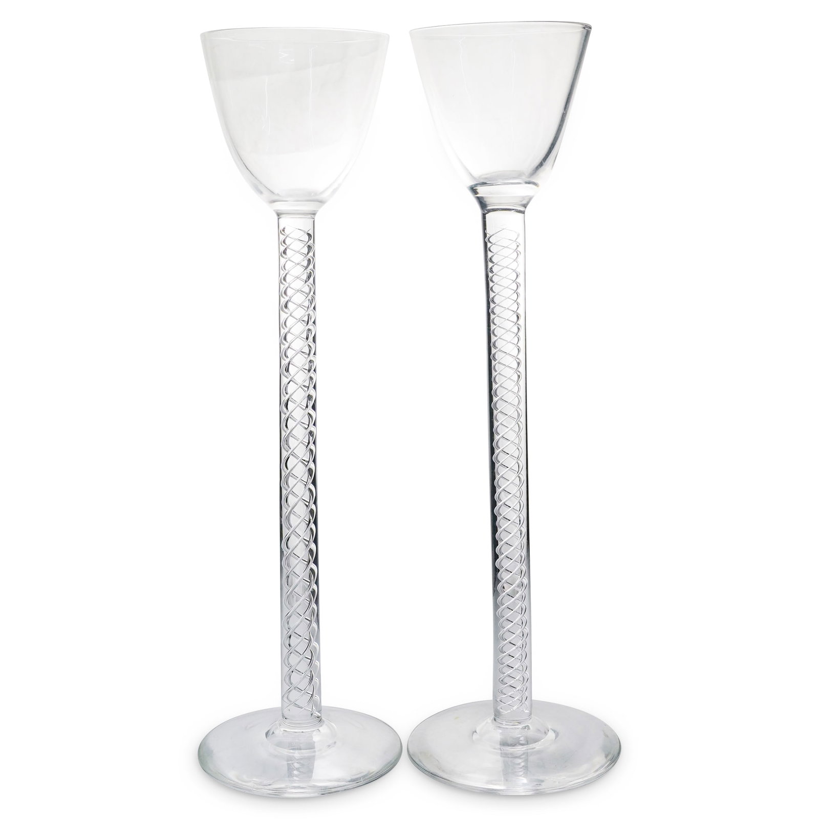 Pair Of Tall Steuben Crystal Toasting Goblets Or Candle Holders (1 of 4)
