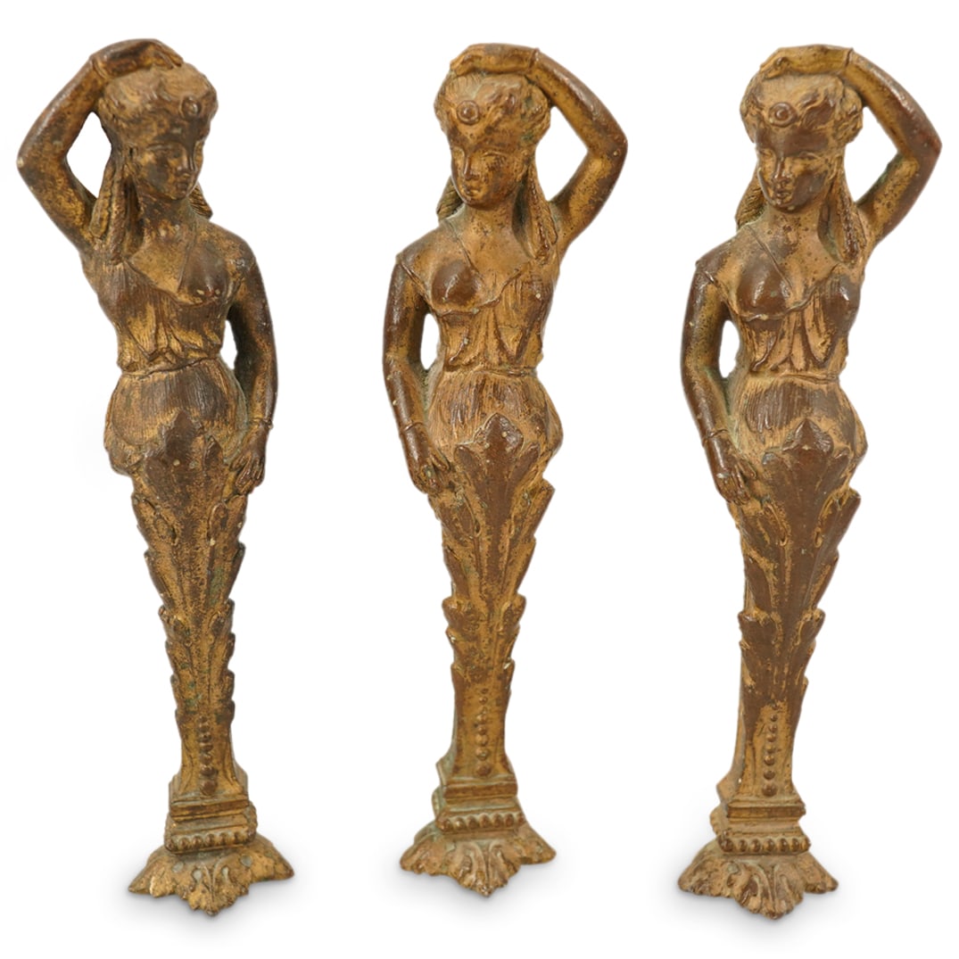(3 Pc) French Caryatid Gilt Bronze Figural Applique Grouping (1 of 11)