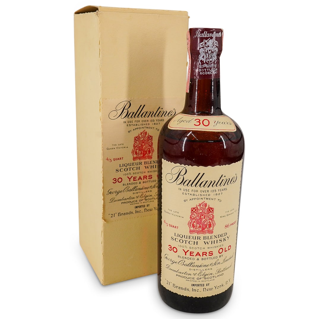 1960s Ballantine's 30 Year Old Scotch Whiskey w/ Box (1 of 5)
