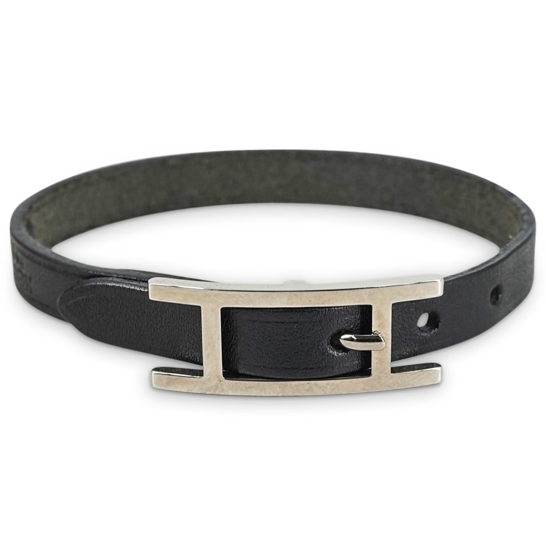 Hermes Black Leather Bracelet (1 of 3)