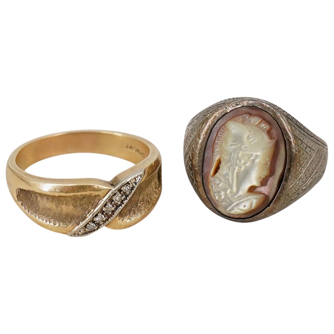 (2) 14k Gold & Sterling Silver Gentlemen's Rings (1 of 10)