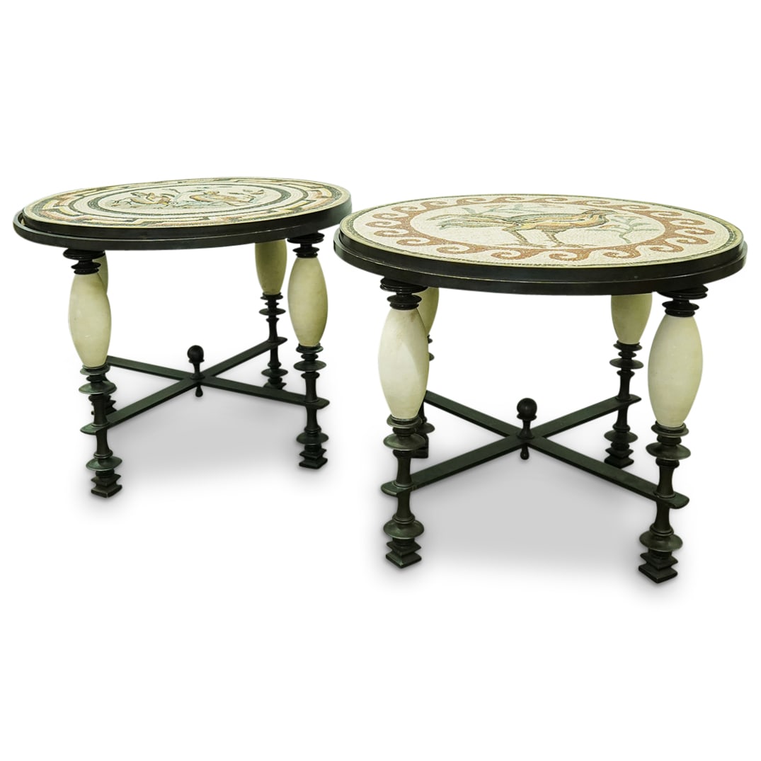 Pair Of Important Designer Mosaic Bronze Tables Assembled At Matt Gil Studio (1 of 10)