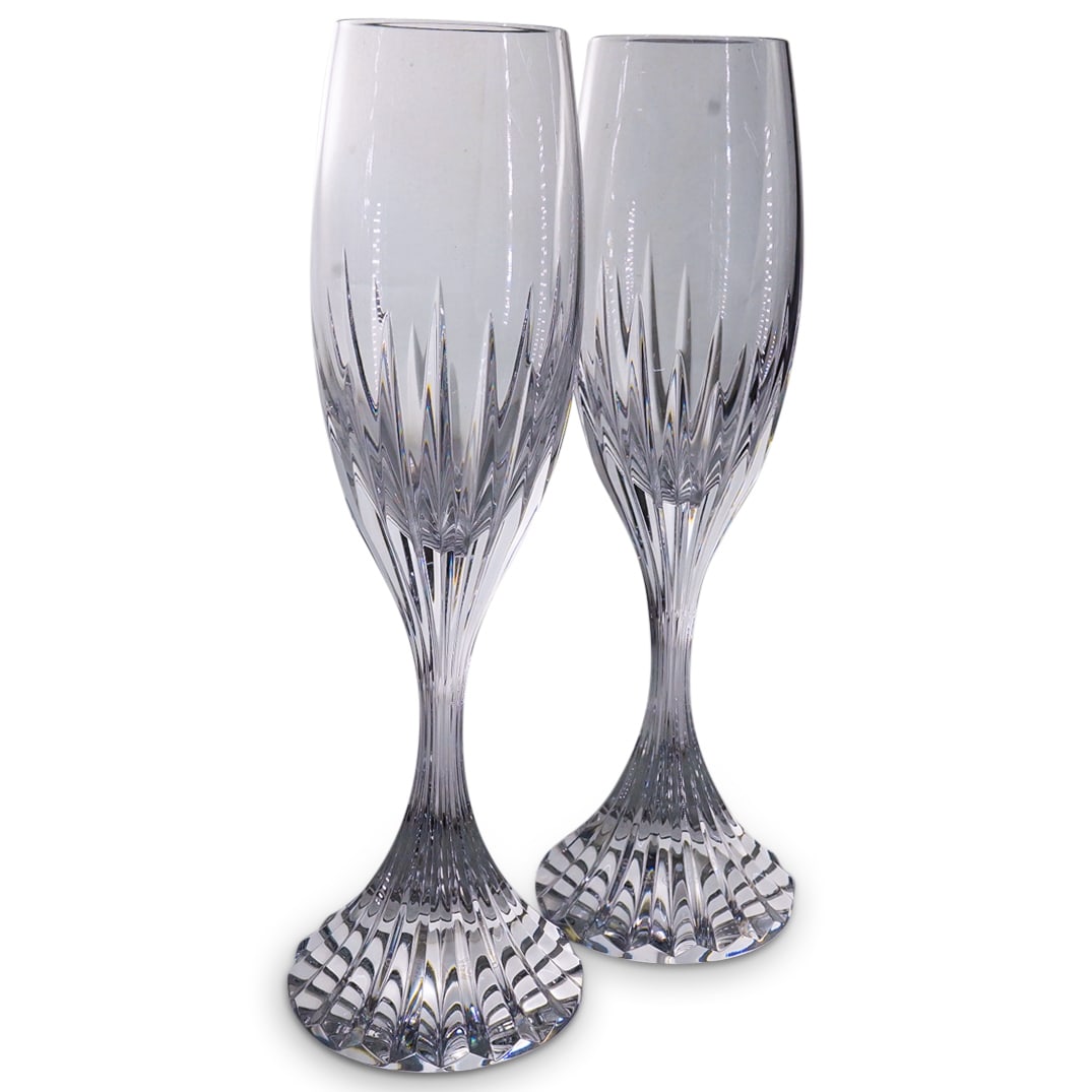 (2 Pc) Baccarat Crystal "Massena" Champagne Flutes (1 of 5)