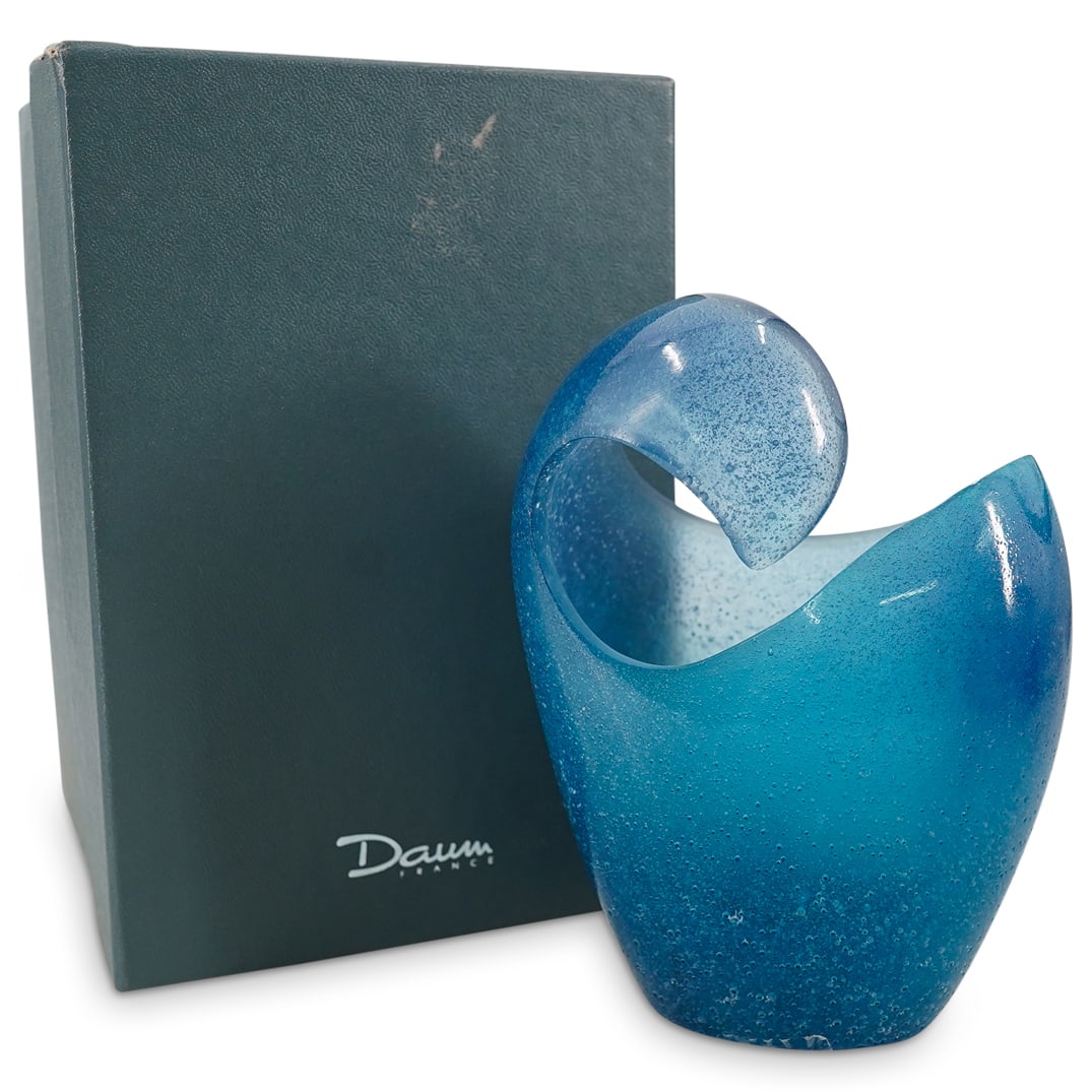 Daum France Pate De Verre "The Wave" Crystal Vase w/ Box (1 of 7)