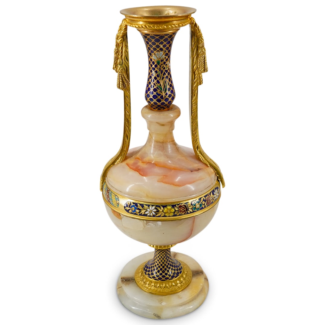 Antique French Champleve Bronze and Onyx Vase (1 of 11)