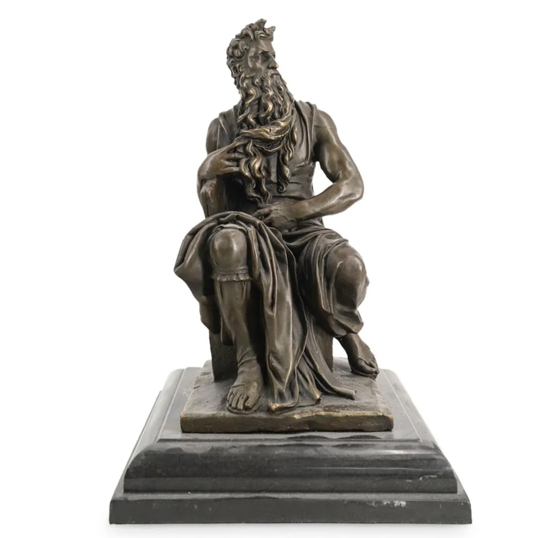 After Michelangelo (Italian, 1475) "Moses" Bronze Figural Sculpture (1 of 5)
