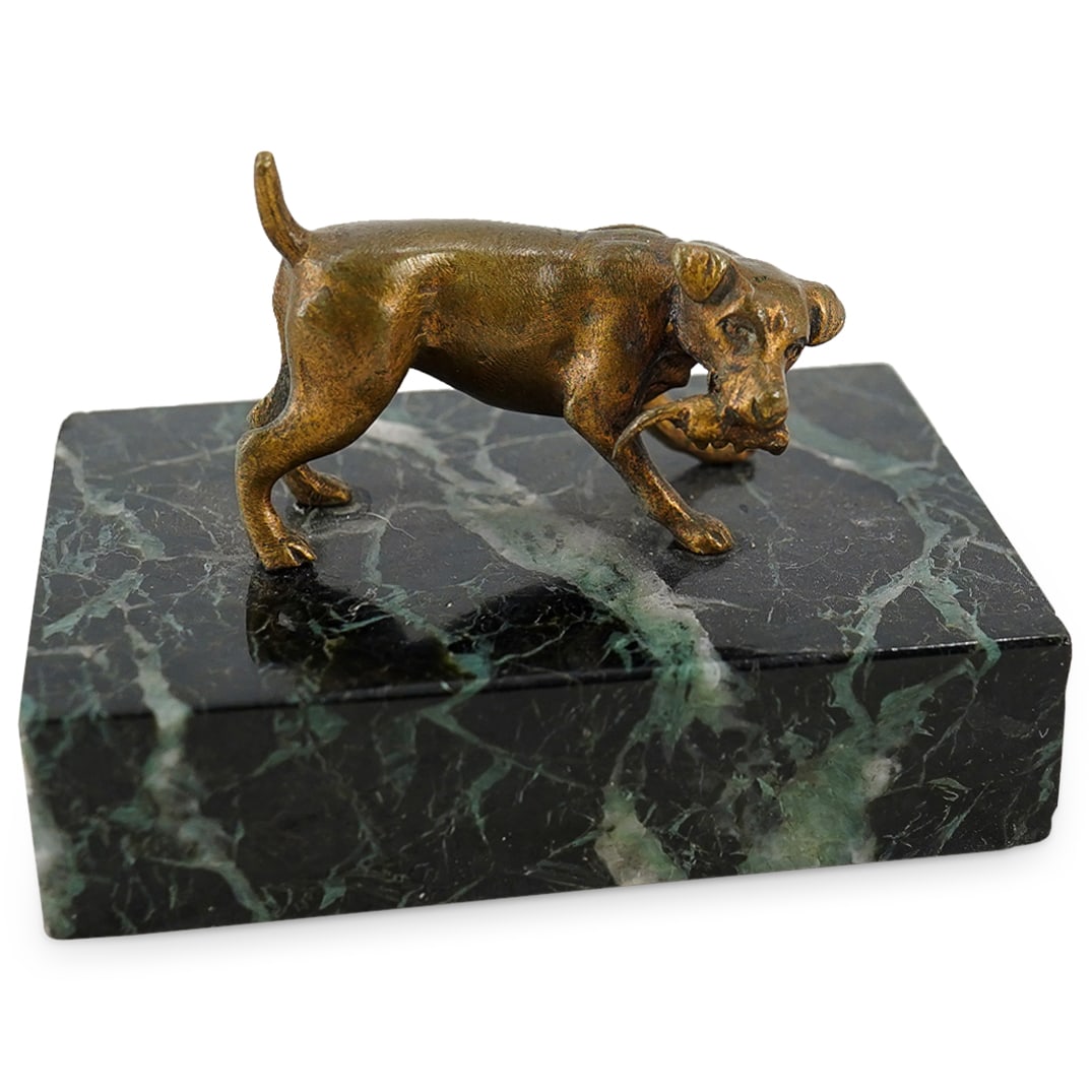 Austrian Bronze Hunting Hound and Marble Paperweight (1 of 5)