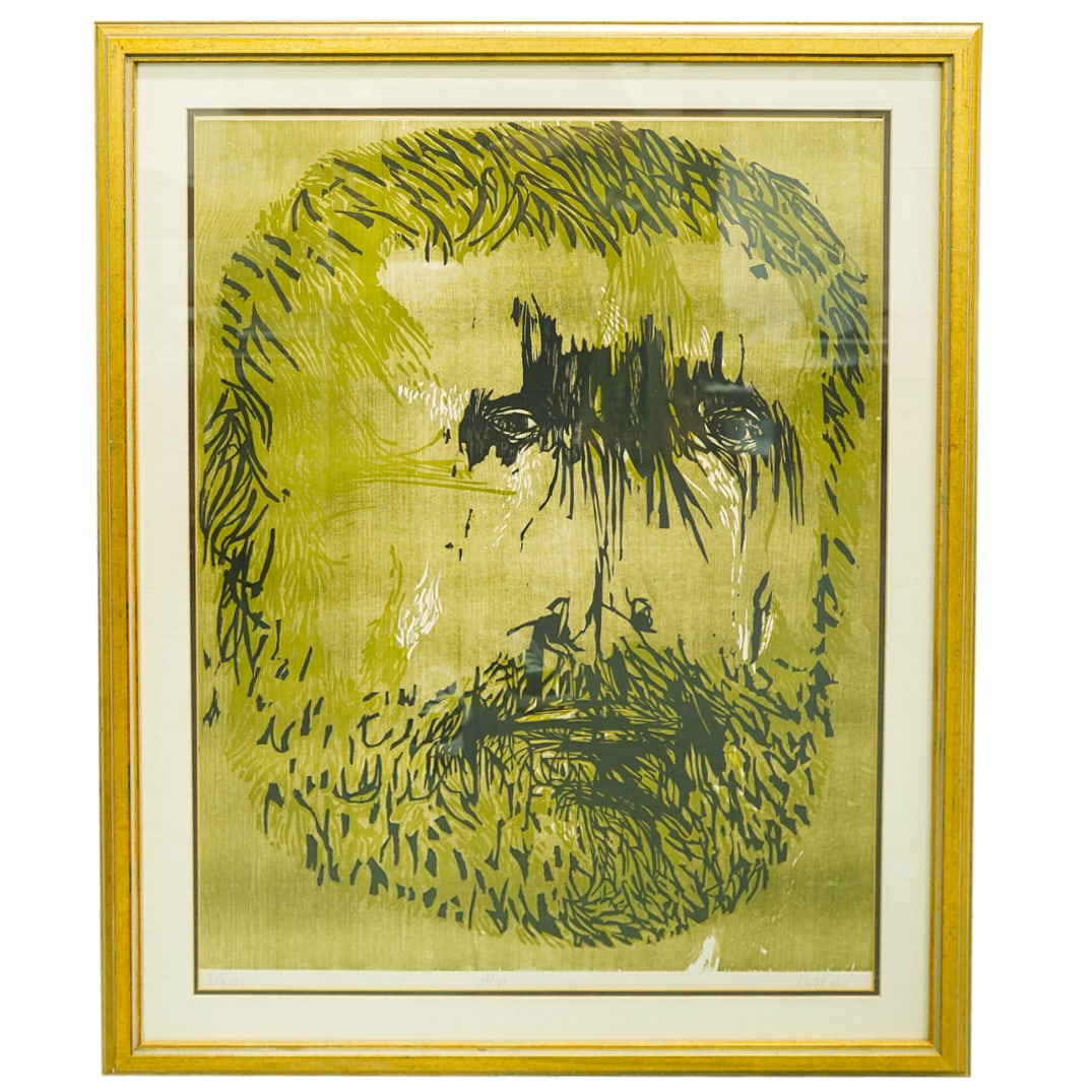 Leonard Baskin (American, 1922) Limited Edition Portrait Woodcut (1 of 8)