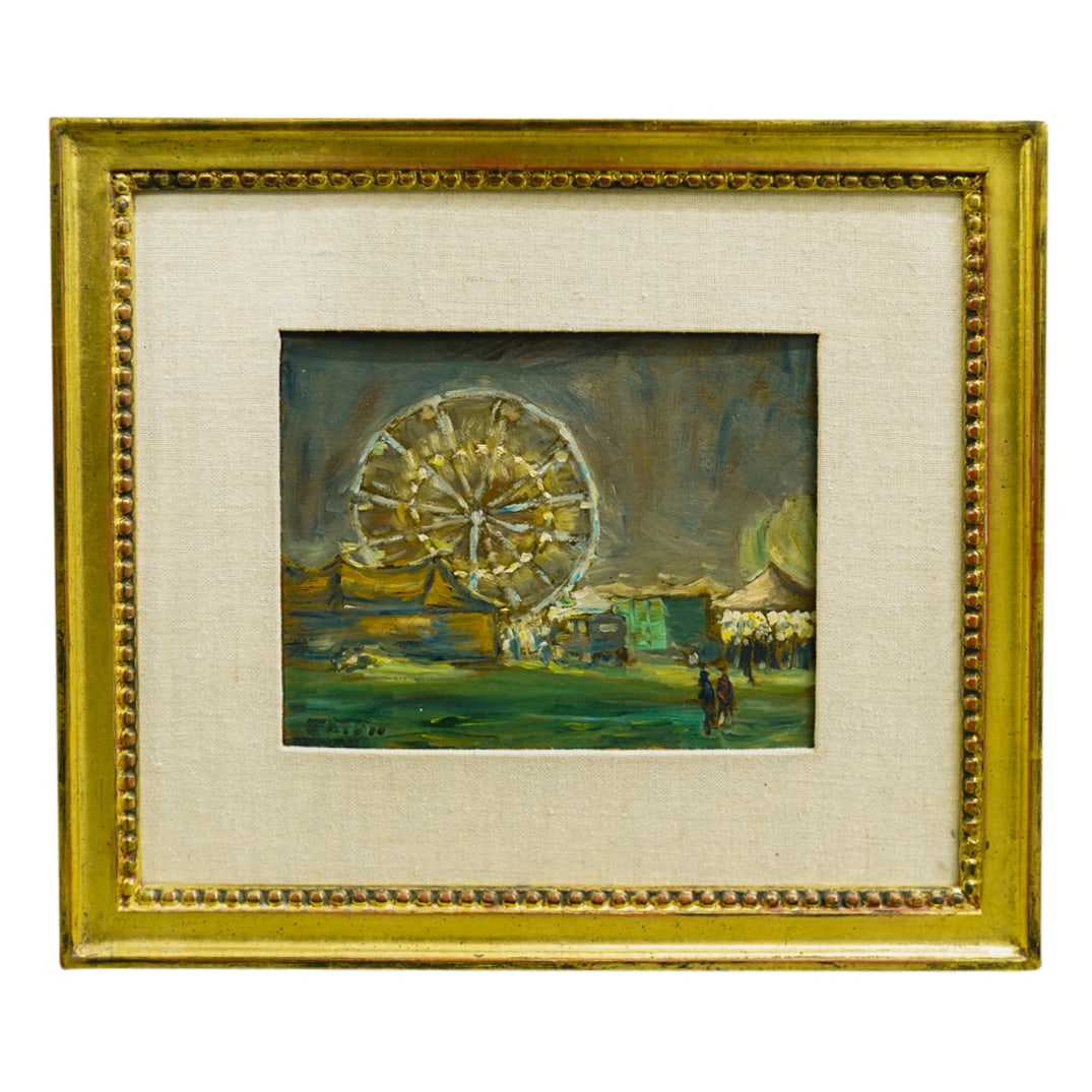 Thomas K. Eaton (1901-1988) "Carnival, 1928 Stony Batter Park" OIl On Board (1 of 9)