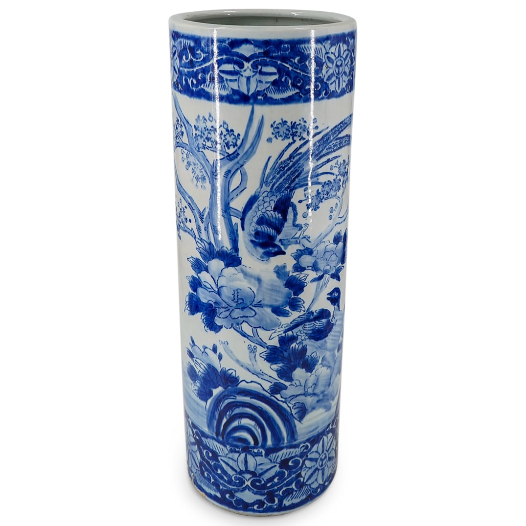 19th C. Chinese Blue & White Porcelain Umbrella Holder (1 of 10)