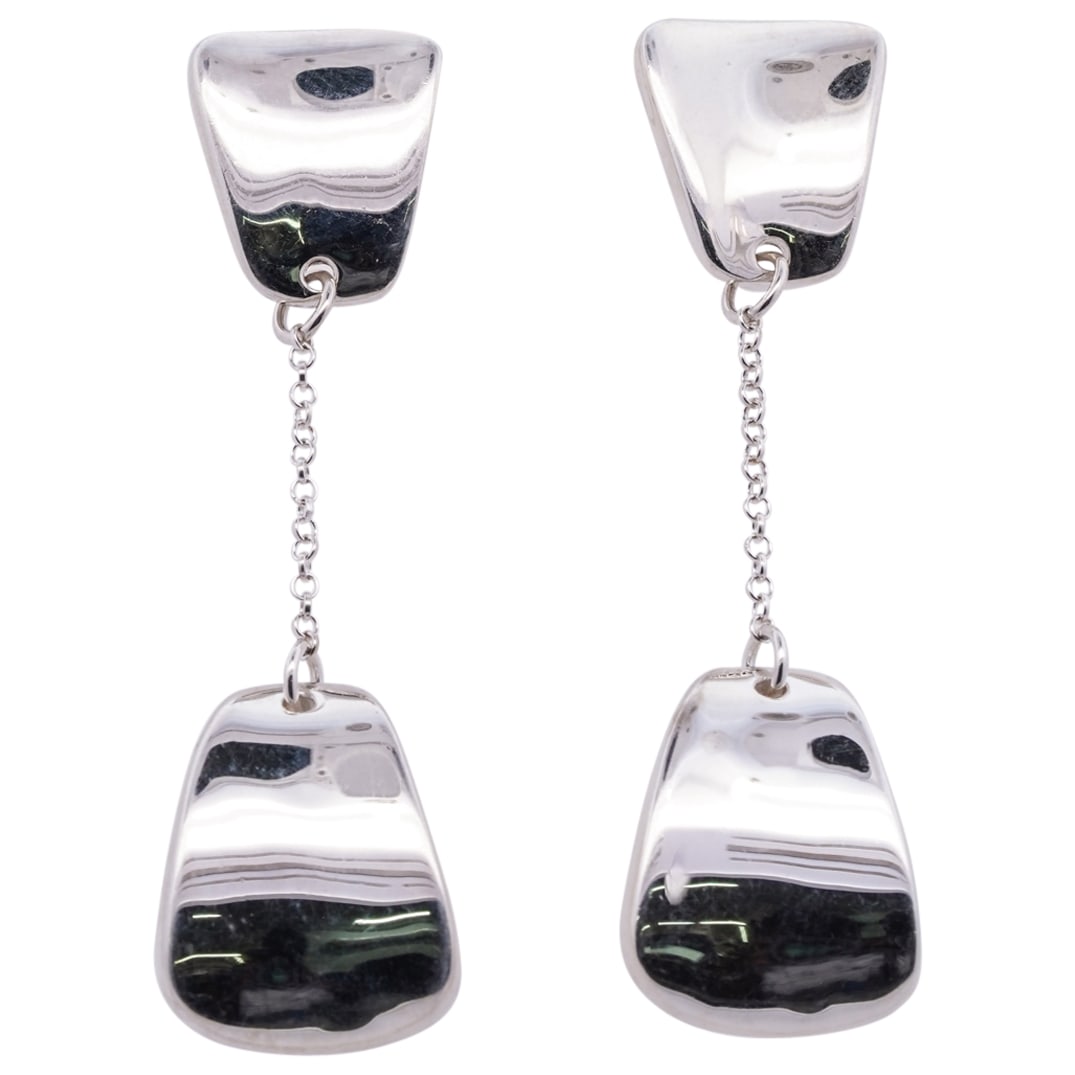 Robert Lee Morris Sterling Silver Wedge Drop Earrings: DESCRIPTION: Robert Lee Morris Sterling Silver Wedge Drop Earrings, completed with butterfly backs. Stamped "Robert Lee Morris" and "925". Total Weight: 16.10 Grams CIRCA: 21st Cent. ORIGIN: USA DIMEN