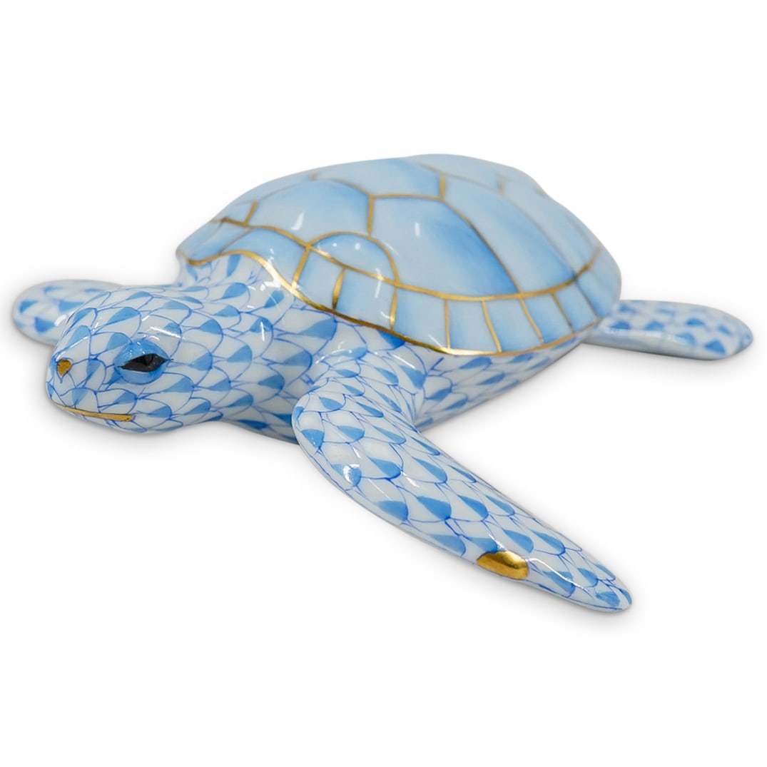 Herend Porcelain "Loggerhead Turtle" Blue Fishnet Figurine (1 of 5)