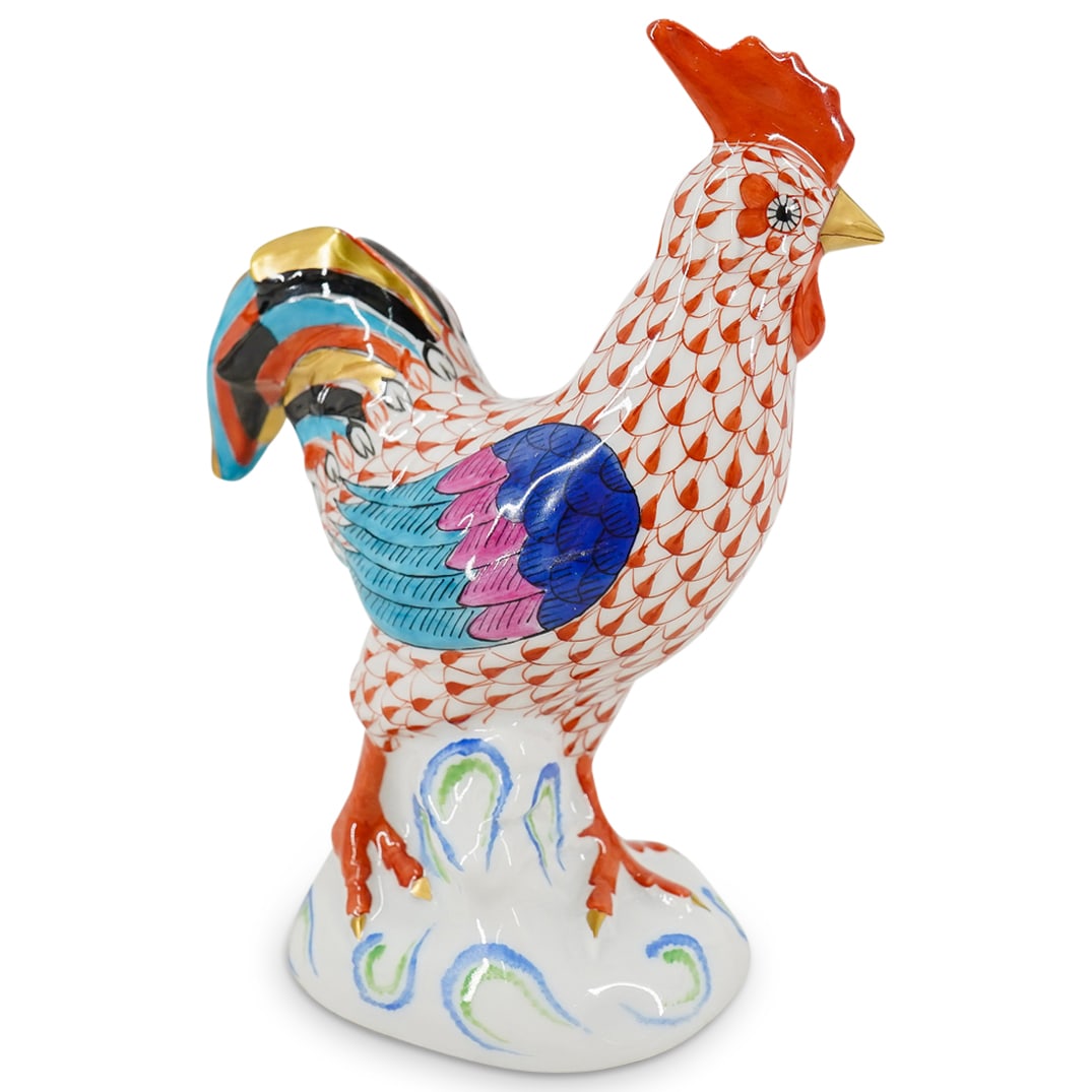 Herend Porcelain "Rooster" Rust Fishnet Figurine (1 of 5)
