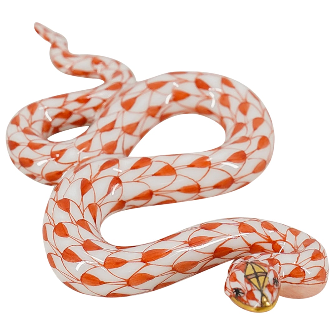 Herend Porcelain "Miniature Snake" Rust Fishnet Figurine (1 of 4)