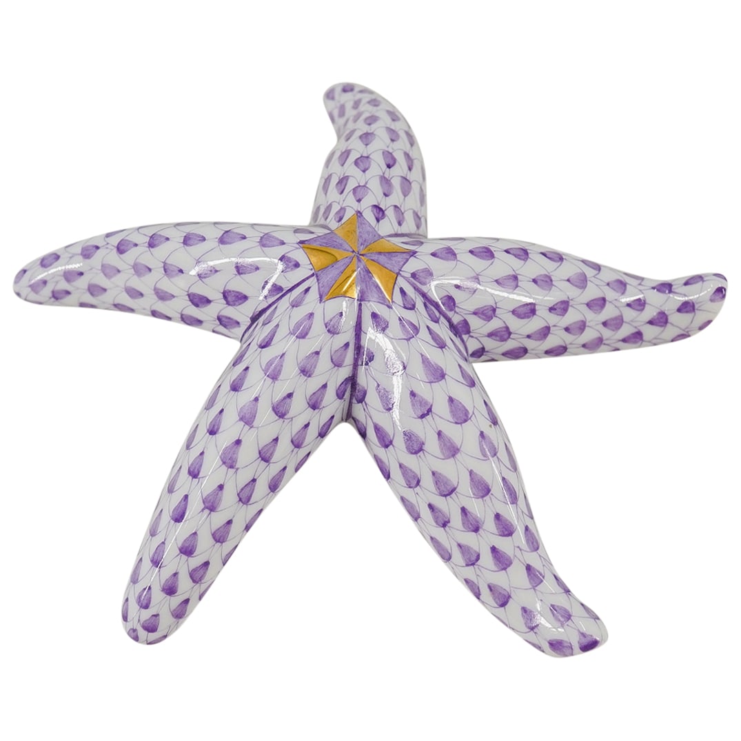 Herend Porcelain "Starfish" Lavender Fishnet Figurine (1 of 3)
