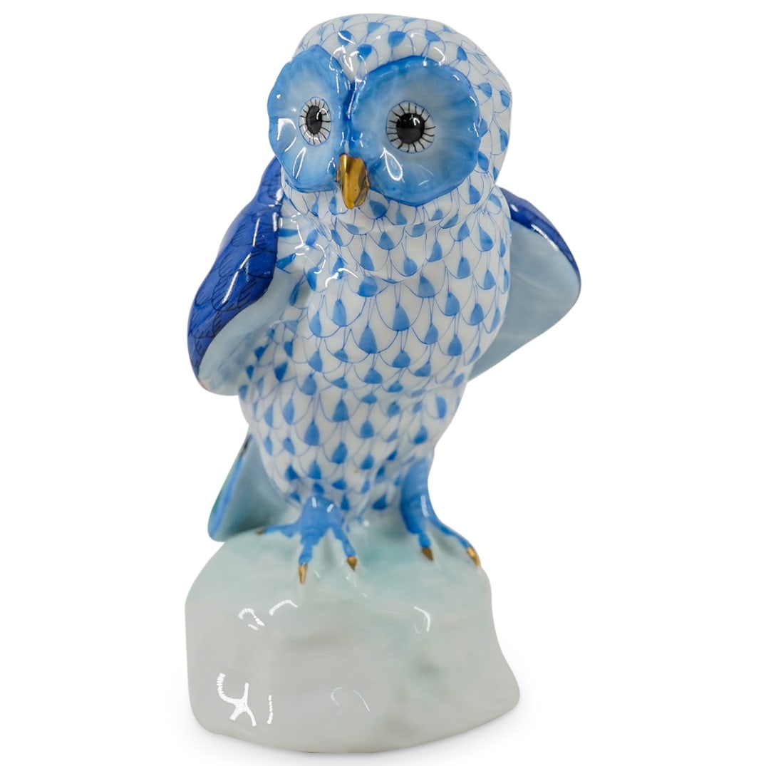 Herend Porcelain "Owl" Blue Fishnet Figurine (1 of 5)