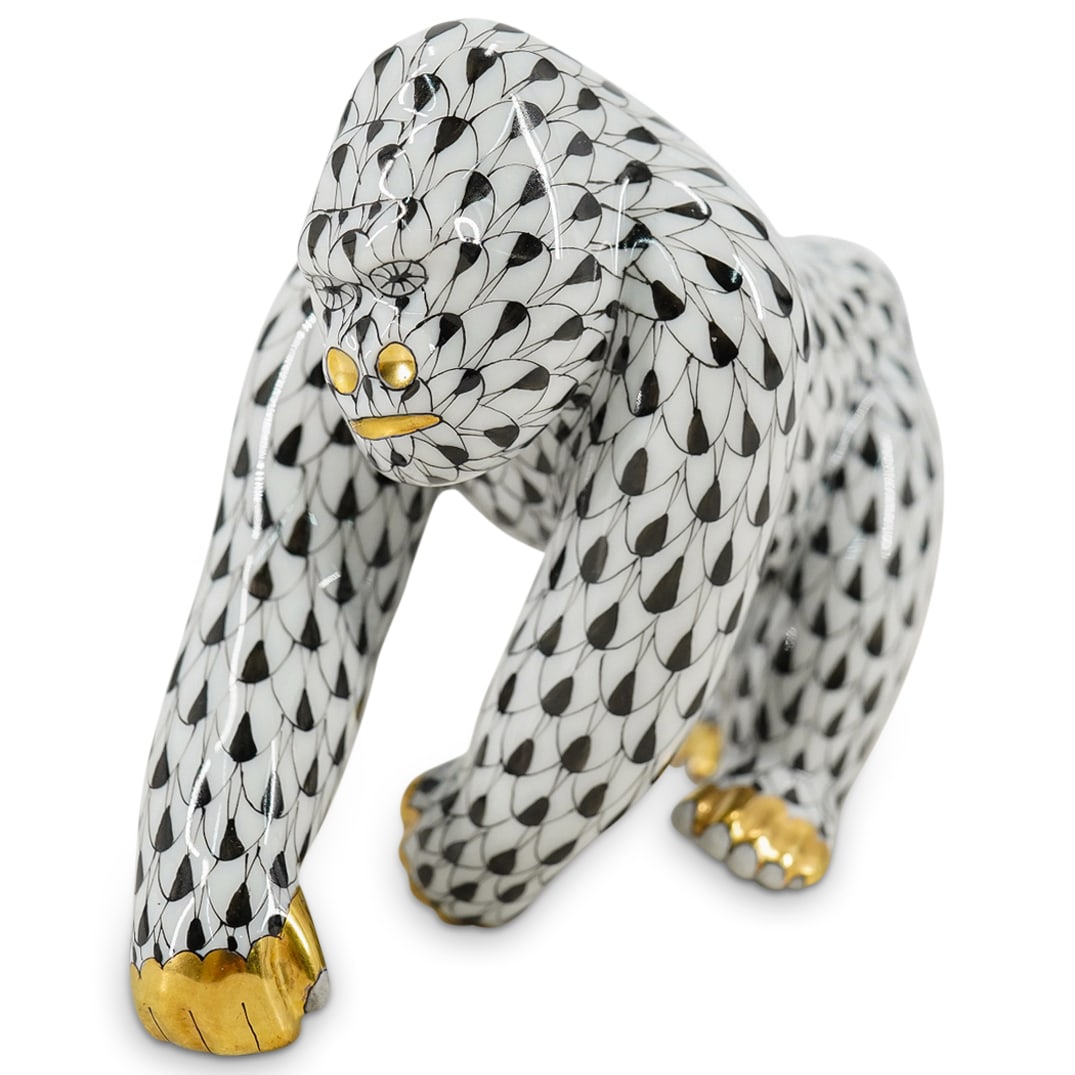Herend Porcelain "Gorilla" Black Fishnet Figurine (1 of 5)