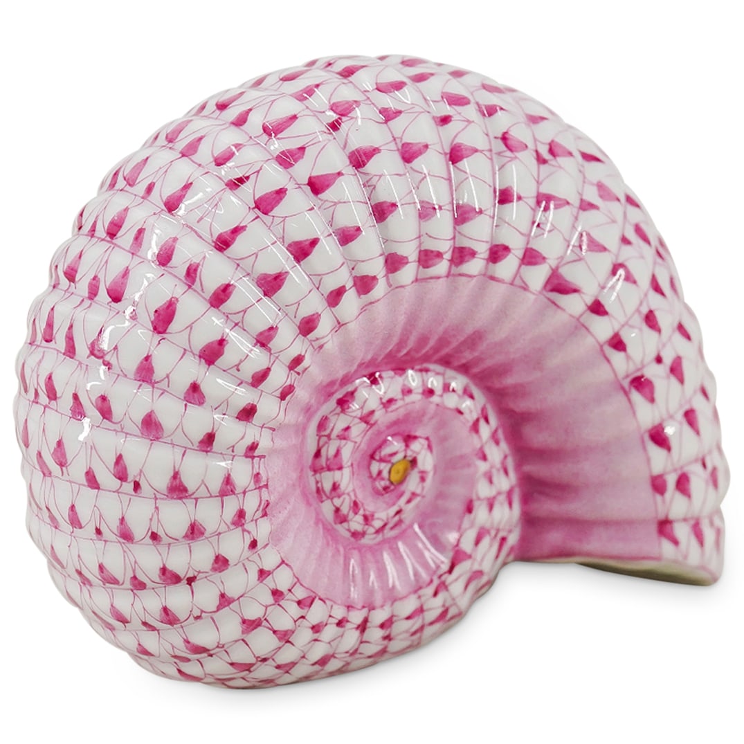 Herend Porcelain "Ammonite Shell" Raspberry Fishnet Figurine (1 of 4)
