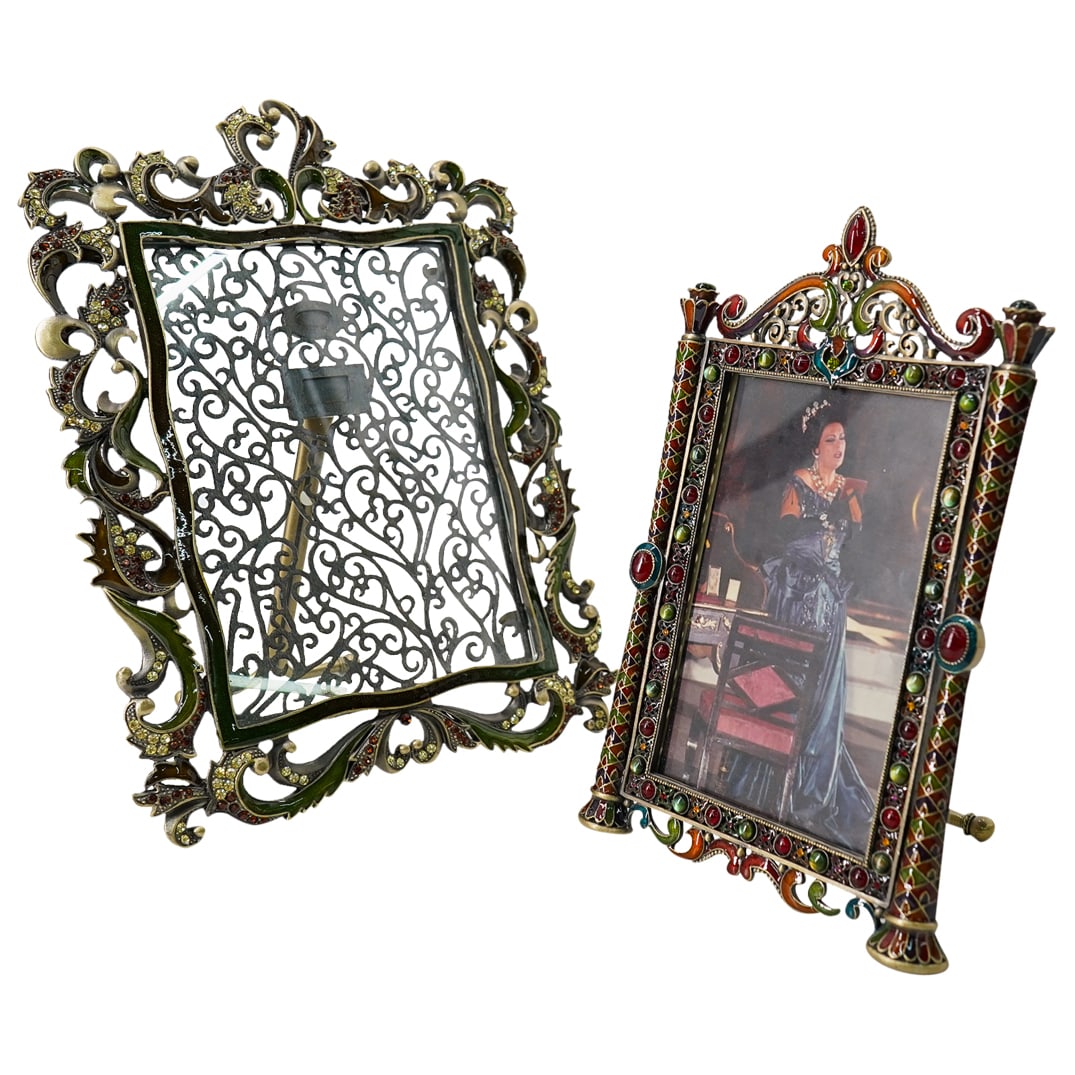 (2Pc) Jay Strongwater Style Crystal & Enamel Picture Frames (1 of 17)