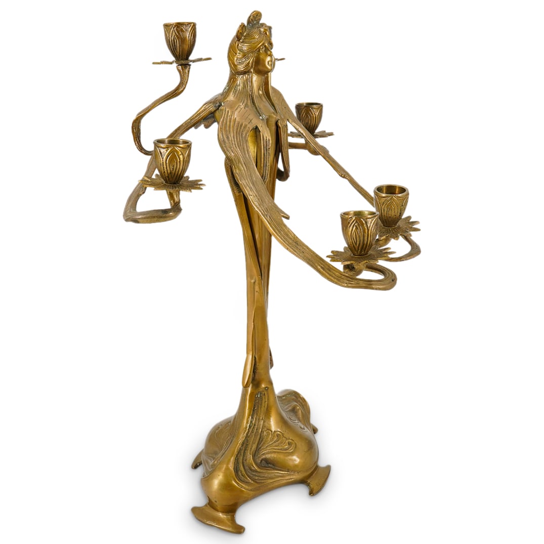 Art Nouveau Jugendstil Figural Six-Arms Candelabra (1 of 6)