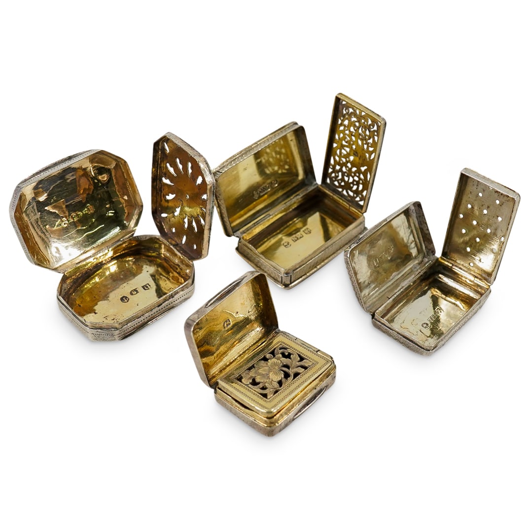 (4 Pc) 18th/19th Cent. Sterling Silver Vinaigrettes (1 of 20)