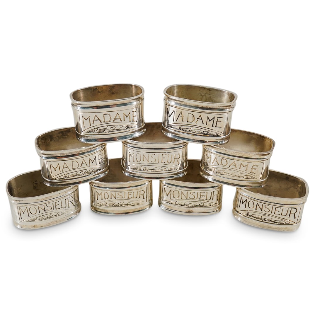 (9 Pc) Art Deco French Silver Plated Napkin Rings (1 of 6)