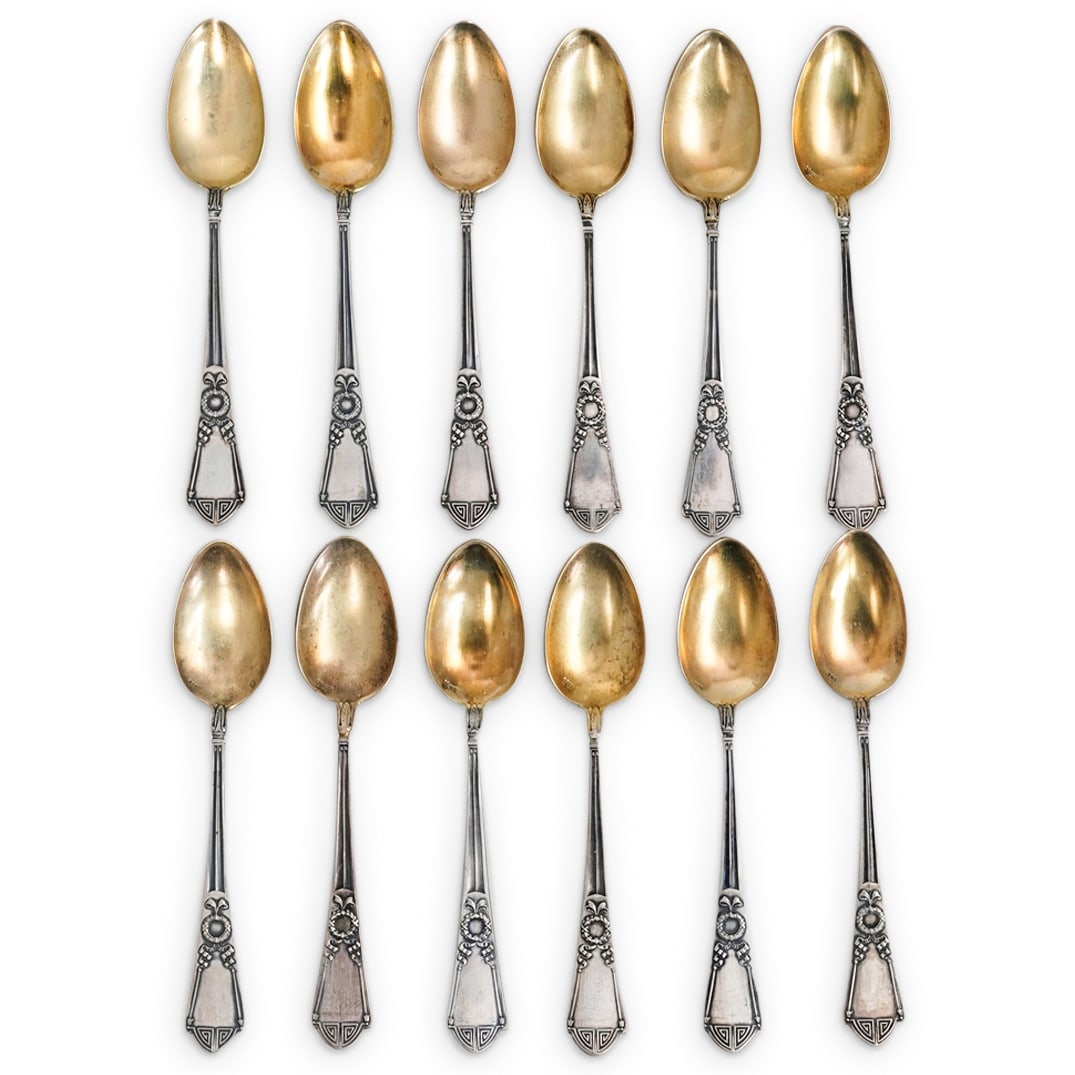 Antique L. Michaud 800 Silver Teaspoons Set: DESCRIPTION: An antique L. Michaud 800 silver teaspoons set. Marked with engraved signature "L. Michaud". weight: 142 gts. CIRCA: Late 19th Cent. ORIGIN: France DIMENSIONS: L: 4 1/2" CONDITION: Great 