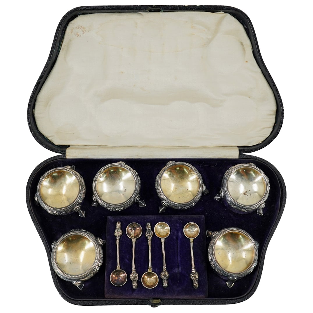 (11 Pc) Sterling Silver Salt Cellars W/ Matching Spoons (1 of 14)