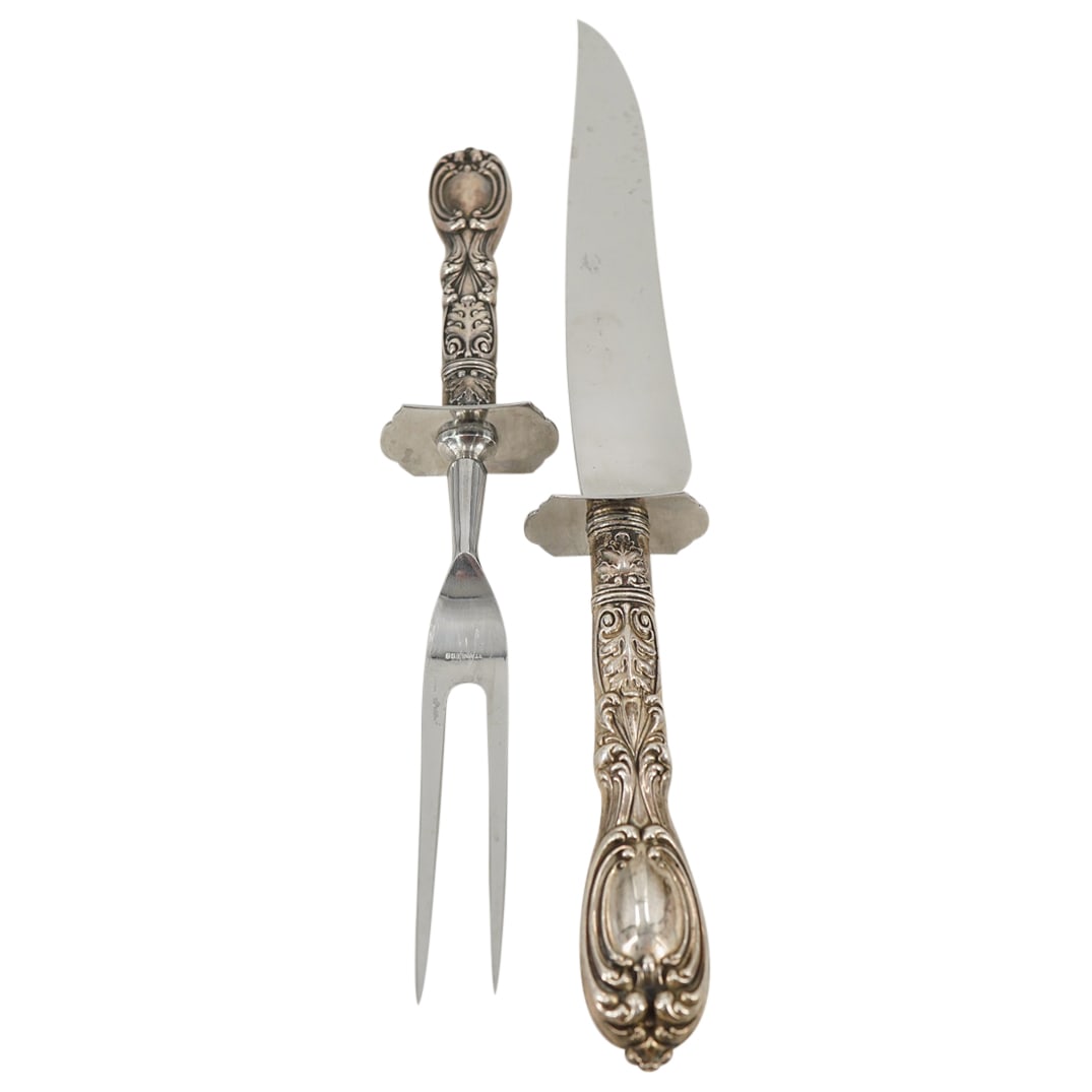 Set Of Sterling Silver/ Stainless Meat Carving Utensils (1 of 9)
