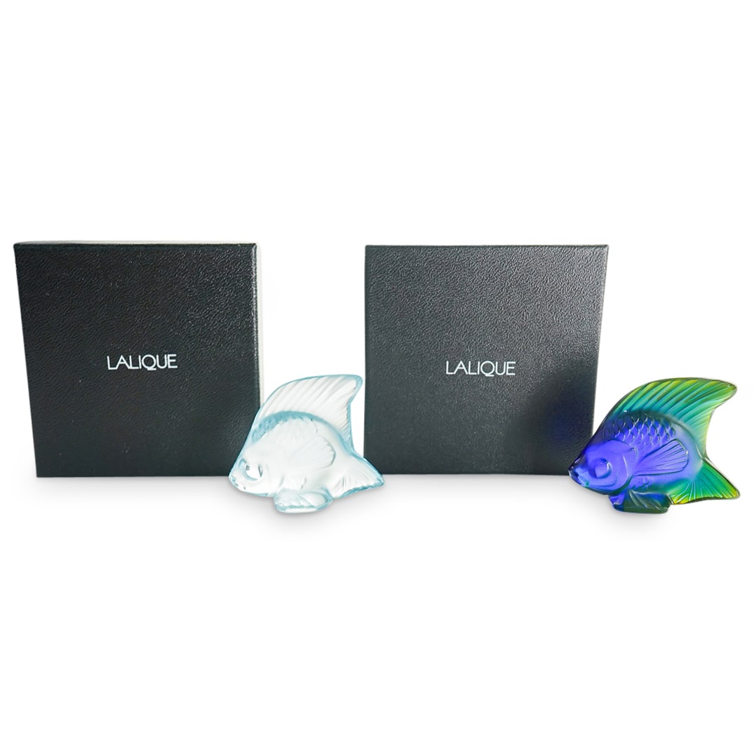 (2 Pc) Lalique Crystal Fish Figurines (1 of 14)