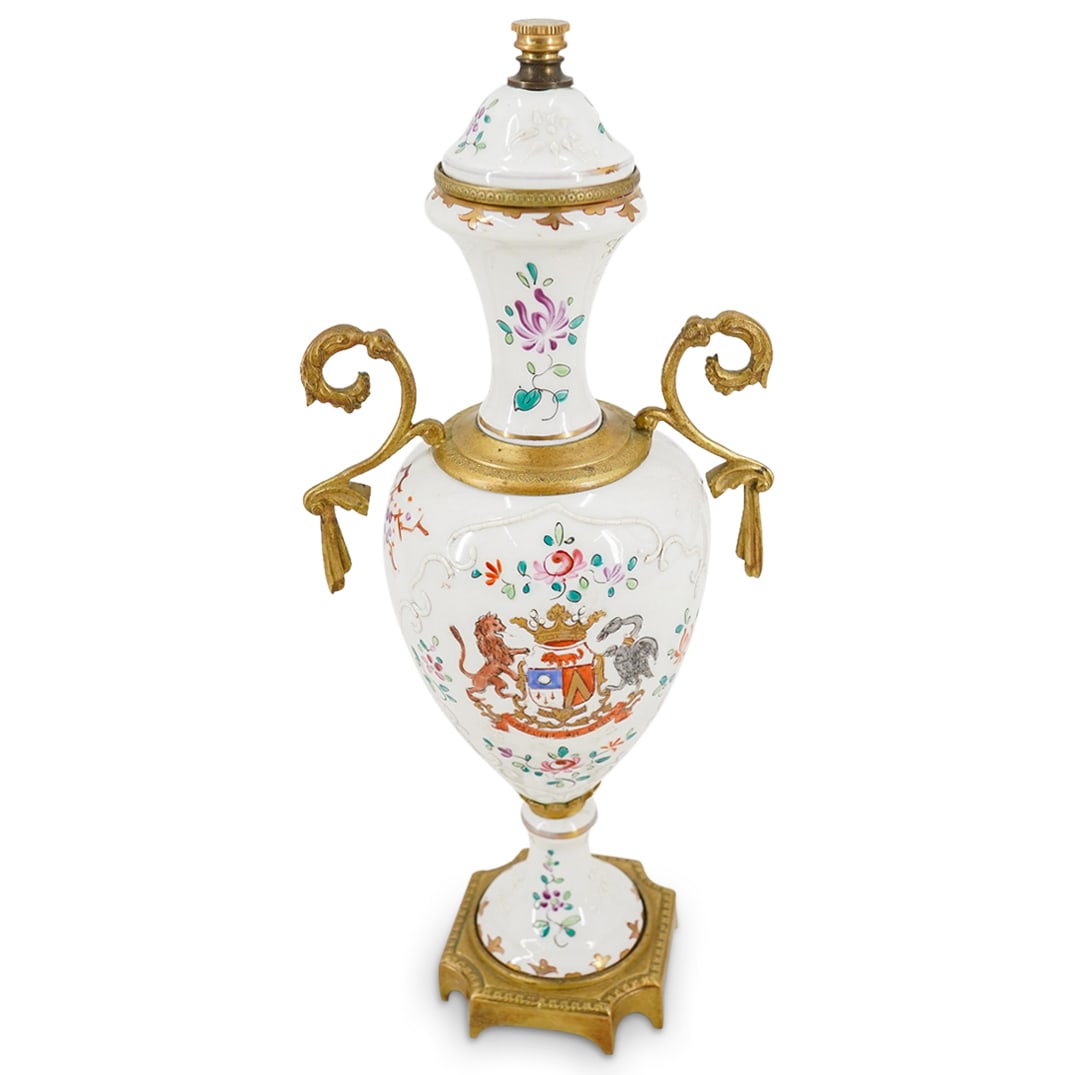 Late 19th French Samson Armorial Porcelain & Ormolu Handled Urn (1 of 7)