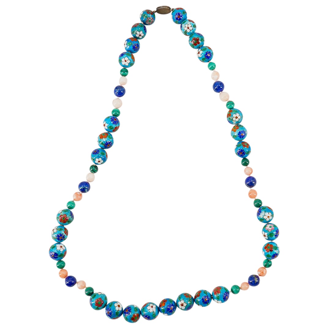 Chinese Silver Cloisonne Beaded Necklace (1 of 5)