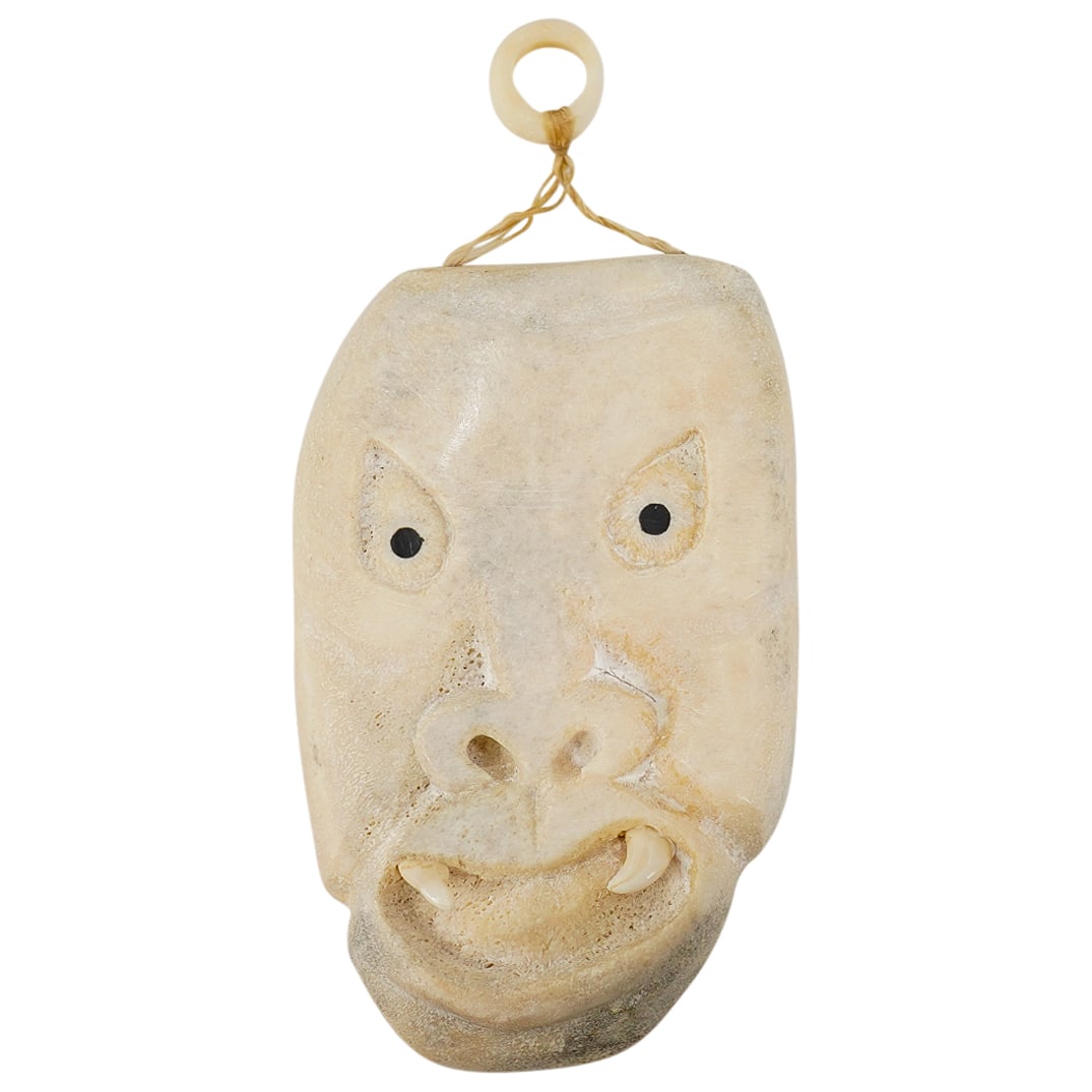 Fossilized Greenlandic Inuit Whalebone Carved Mask Pendant (1 of 4)