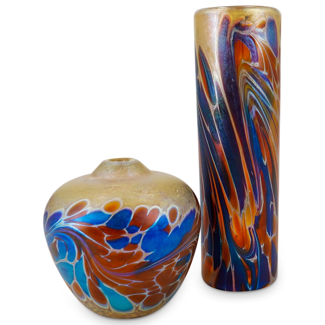 (2 Pc) Maytum Studio Iridescent Art Glass Vases (1 of 11)