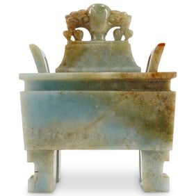 Chinese Carved Jadeite Censer Box