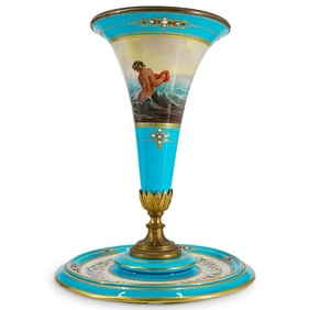 Antique Sevres Porcelain Flared Lip Vase