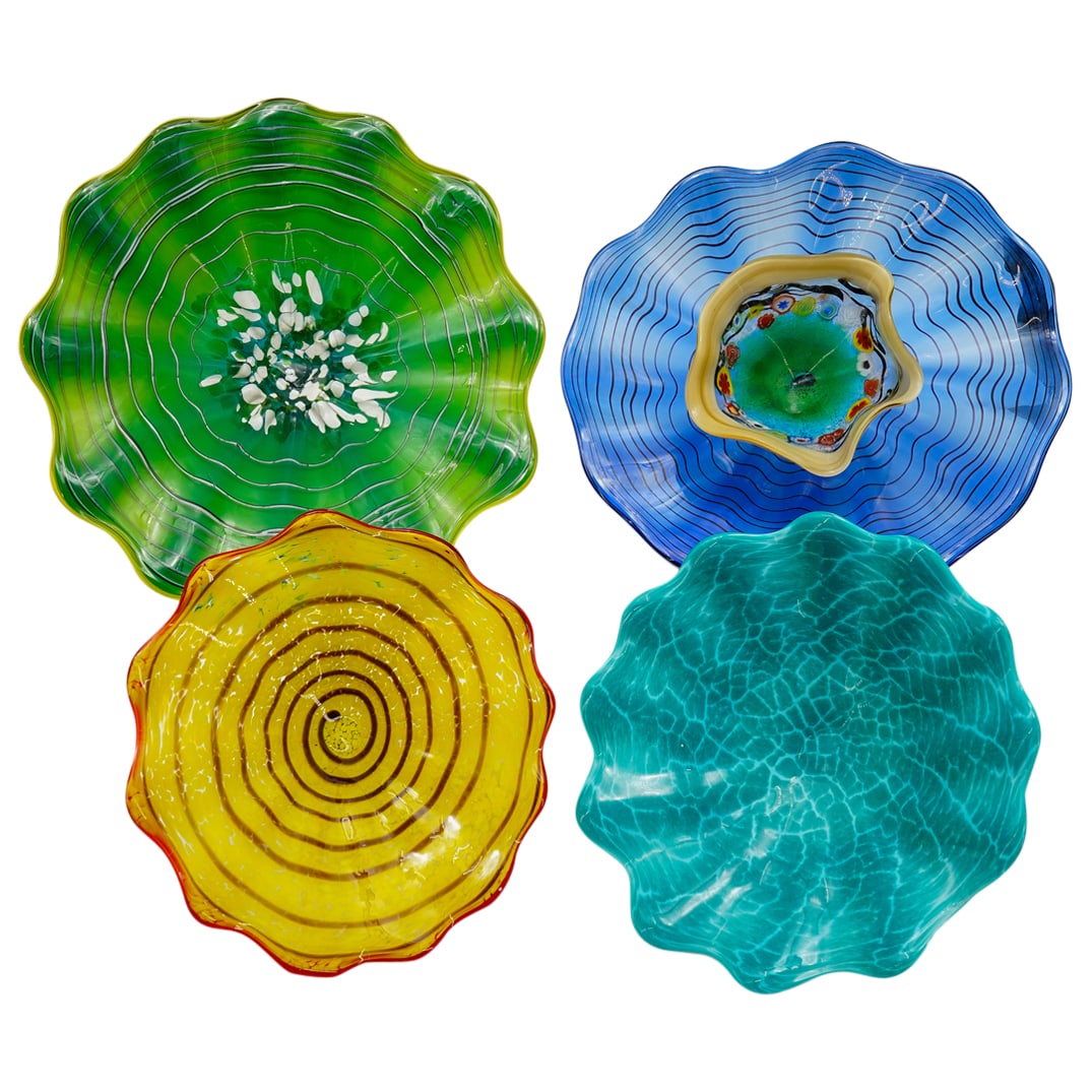 (4Pc) Large Chihuly Style Glass Wall Flowers (1 of 20)