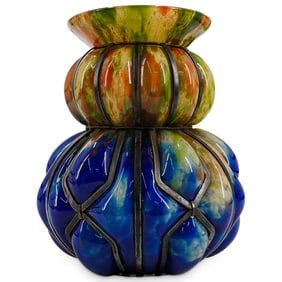 Kralik Bohemian Caged Art Glass Vase