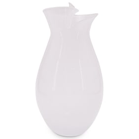 Fratelli Toso Murano Alabaster Glass Cut And Twist Vase