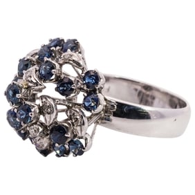 Fonelli 14k Gold, Sapphire and Diamond Cluster Ring