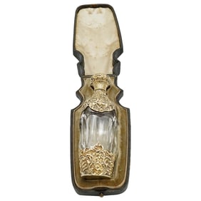 Fine 19th Cent. French Sterling Silver and Crystal Scent Bottle W/ Original Box