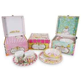 (17 Pc) Three MacKenzie Childs Melamine Toddler Dinnerware Sets