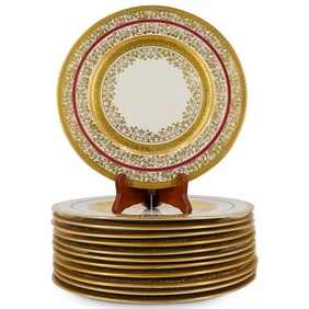 (12 Pc) Atlas China Gold Duchess Porcelain Dinner Plate