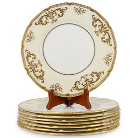 (8 Pc) Royal Doulton W.M Plummer Gilt porcelain Plates