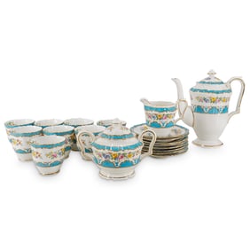 (19 Pc) Antique Staffordshire Fine Bone China Porcelain Tea Set