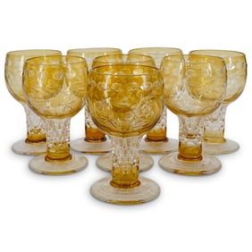 (8 Pc) Bohemian Cut Glass Goblets