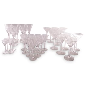 (34 Pc) Cut Crystal Swirl Stemware